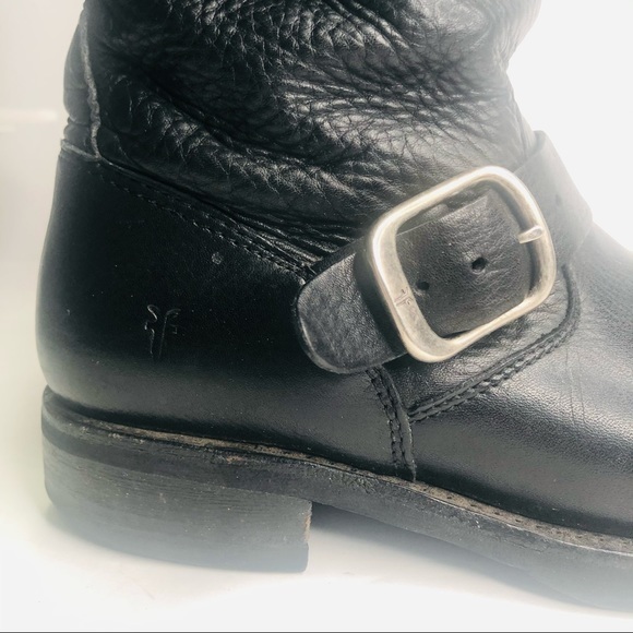 Frye Veronica Short Leather Boot Women's Size 6B Med Biker Black 3476509 - Picture 6 of 12